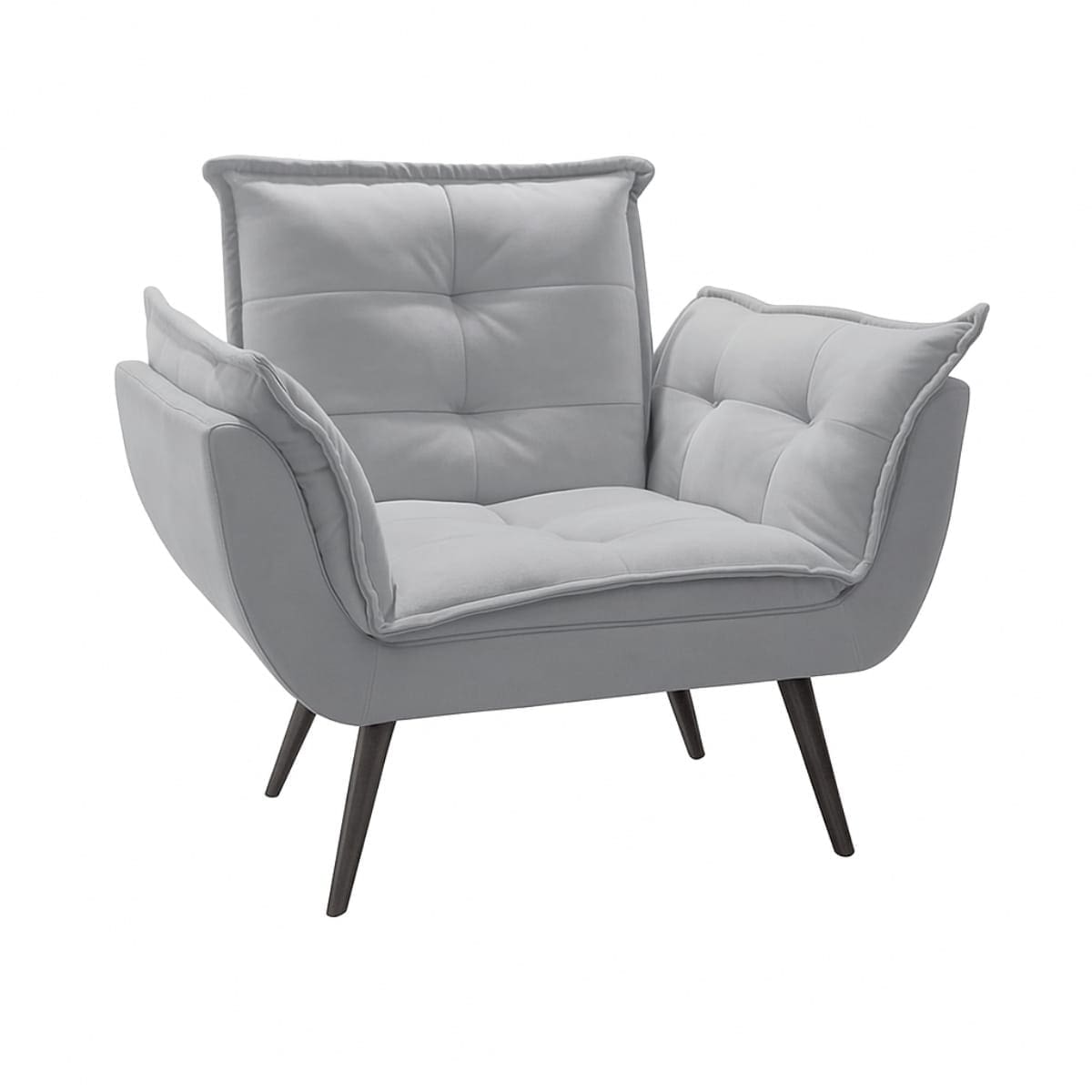 Poltrona com Braços Opala - Veludo Jolie Grafite