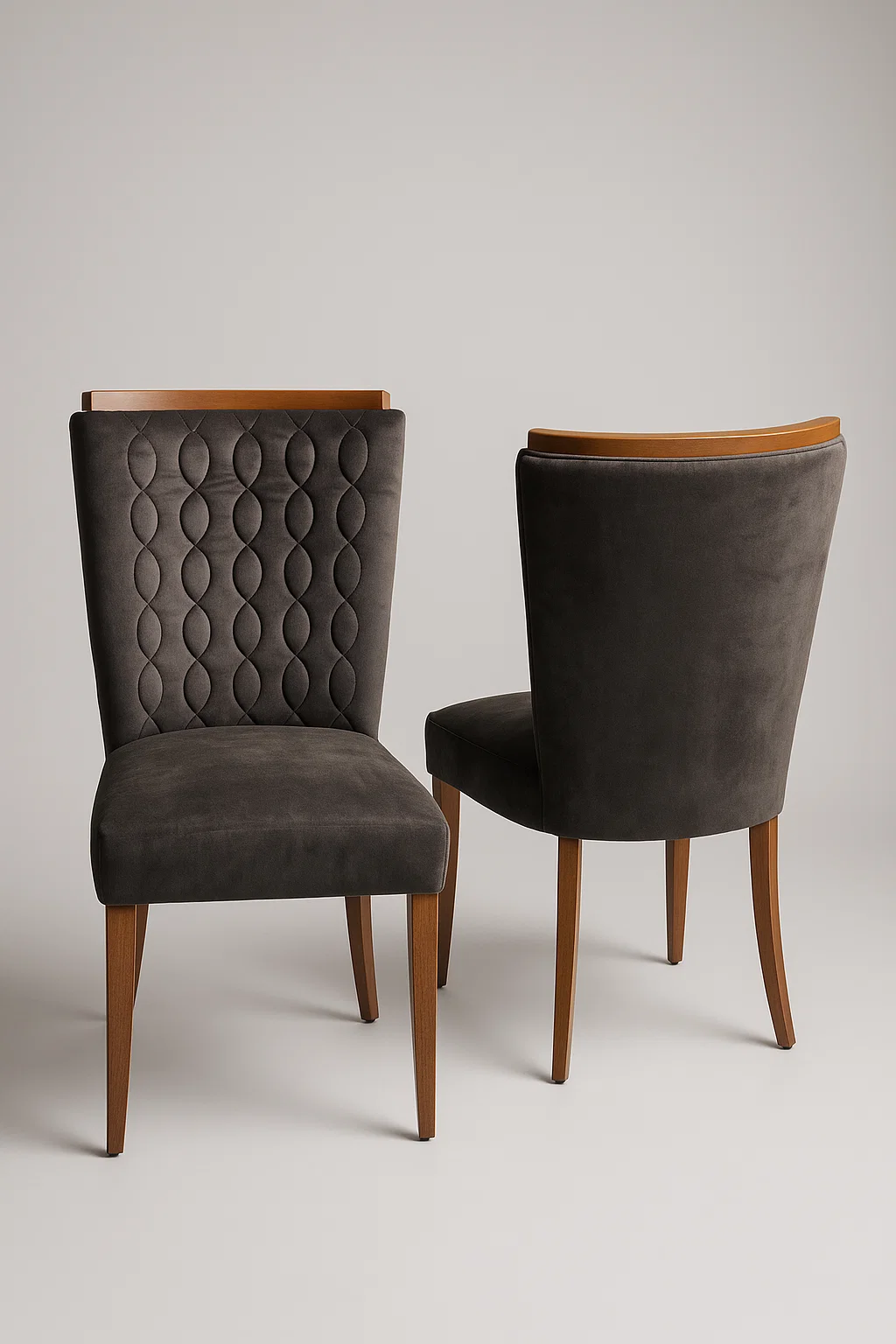 Cadeira para Mesa de Jantar Arizona - Assento e Encosto Estofados - Kit com 2 Unidades - Tecido Veludo Cinza