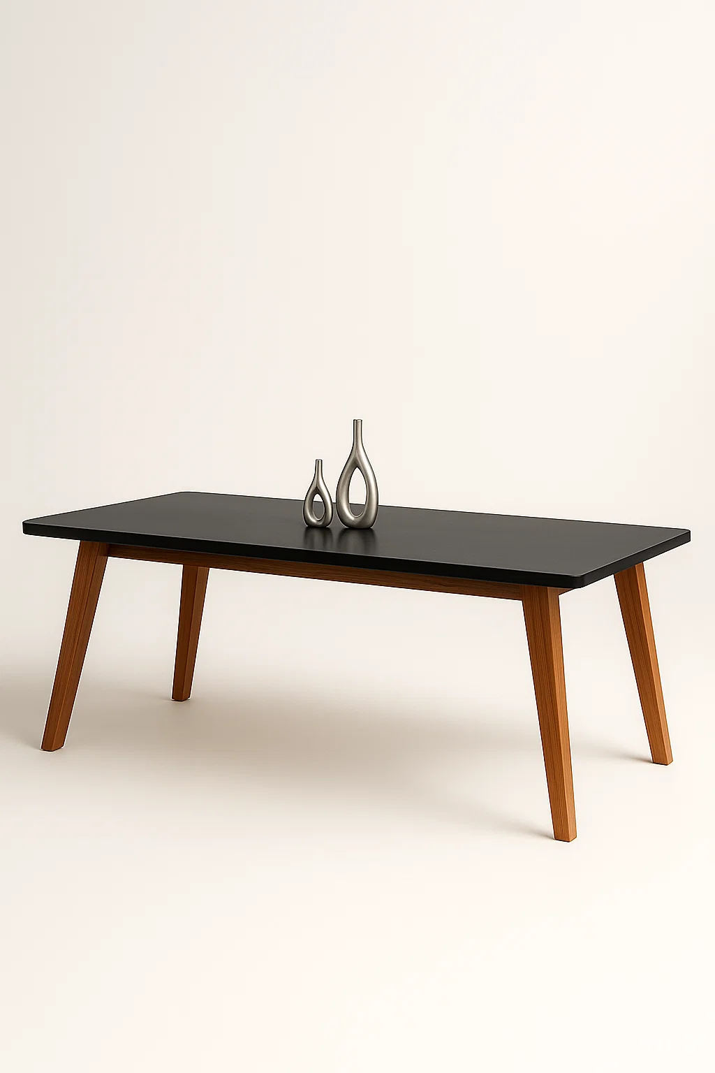 Mesa de Jantar Retangular - Tampo de MDF com Vidro - Base Naturale e Tampo Grafite - 1.60m - Vezzo Arizona