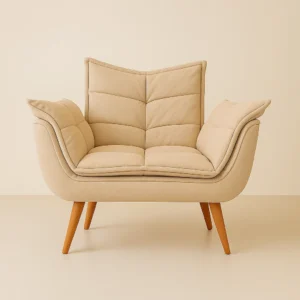 Poltrona com braços Opala - Linho Genebra Palha