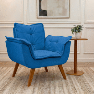 Poltrona Opala com Braçoes - Veludo Azul