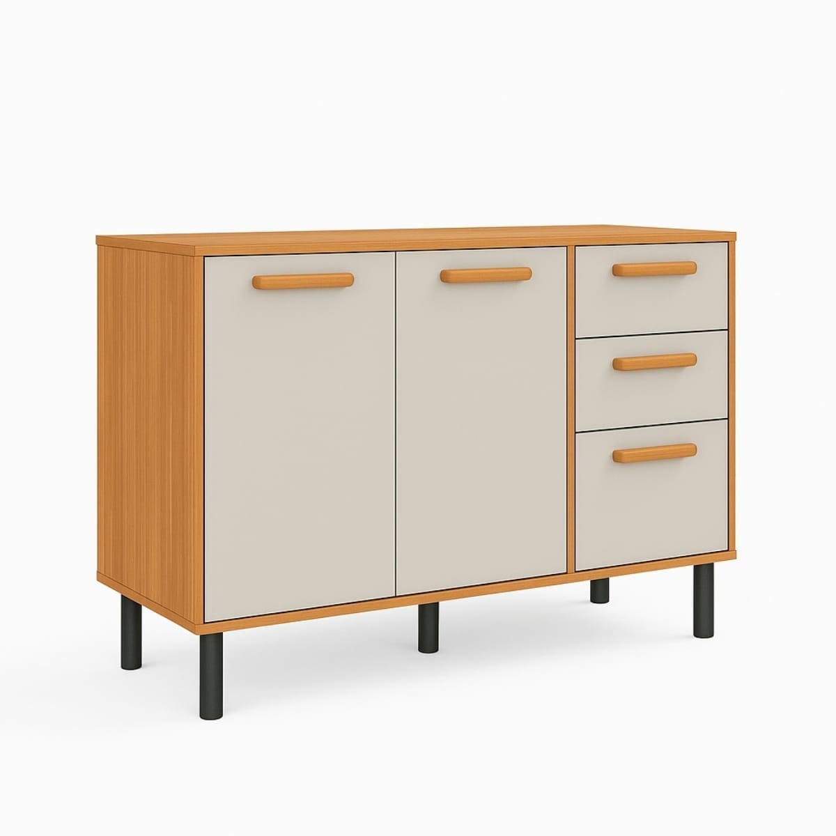 Balcão de Cozinha Júpiter - 3 Portas e 2 Gavetas - 1.20m - Cinamomo/Off White