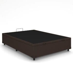 0001-1977 Base Box Baú Sultano Blindado - Casal - Estrutura Reforçada e Abertura Superior - 1.38m - Tecido Linhão Marrom