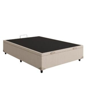 0001-1978 Base Box Baú Sultano Blindado - Casal - Estrutura Reforçada e Abertura Superior - 1.38m - Tecido Linhão Palha