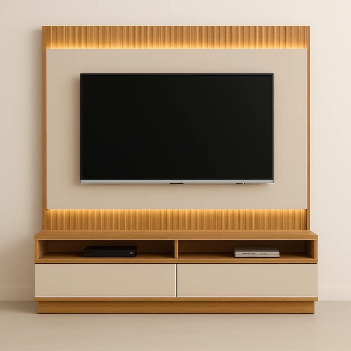 Rack com Painel Baeza com LED - Tuari/Off White - 1.80m