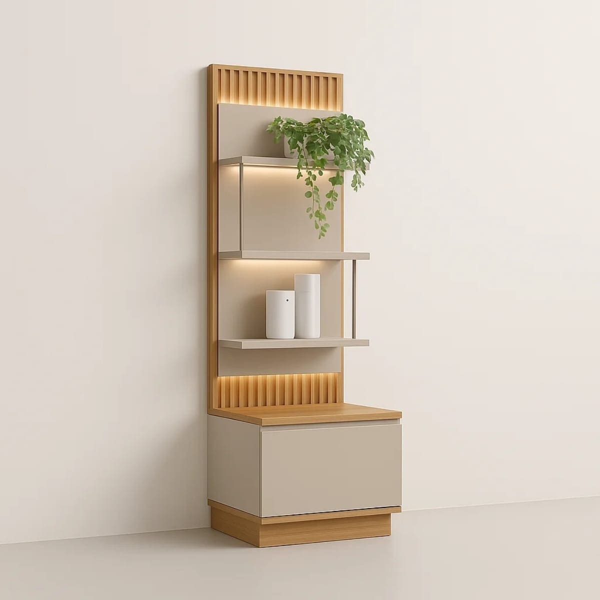 Módulo Lateral Esquerdo/Direito com LED Baeza - Tauari/Off White Fosco