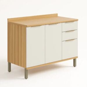 Balcão Pandora 3 Portas - 1.20m - Amêndoa/Off White