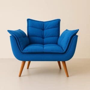 Poltrona Opala com Braçoes - Veludo Azul