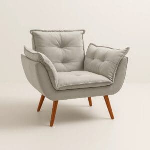 Poltrona com Braços Opala - Veludo Jolie Prata