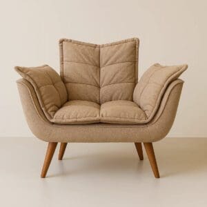 Poltrona com braços Opala - Linho Genebra Areia