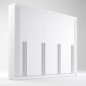 Guarda-Roupa Casal 8 Portas Boston - 8 Gavetas - 100% MDF - 2.75m - Ripado - Sapateira - Branco