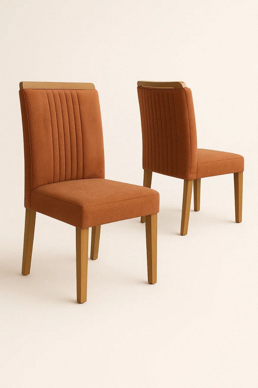 Cadeira Jaspe - Bouclé Terracota - Kit com 2 Unidades