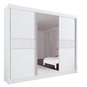 Guarda-Roupa Casal 3 Portas Las Vegas - 6 Gavetas - 100% MDF - 2.73m - Com Espelho - Branco