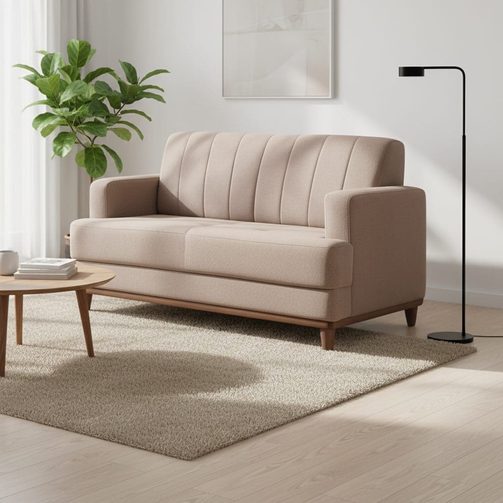 Sofá de 2 Lugares Roma 1.36m - Chenille Linho Areia, Espuma D33, Molas S e Encosto Desmontável