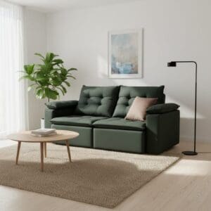 Sofá Retrátil e Reclinável Astreu - Linho Verde - 2.00m