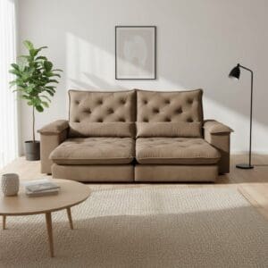 Sofá Rétratil e Reclinável Havana - Veludo luxo marrom - 2.90m