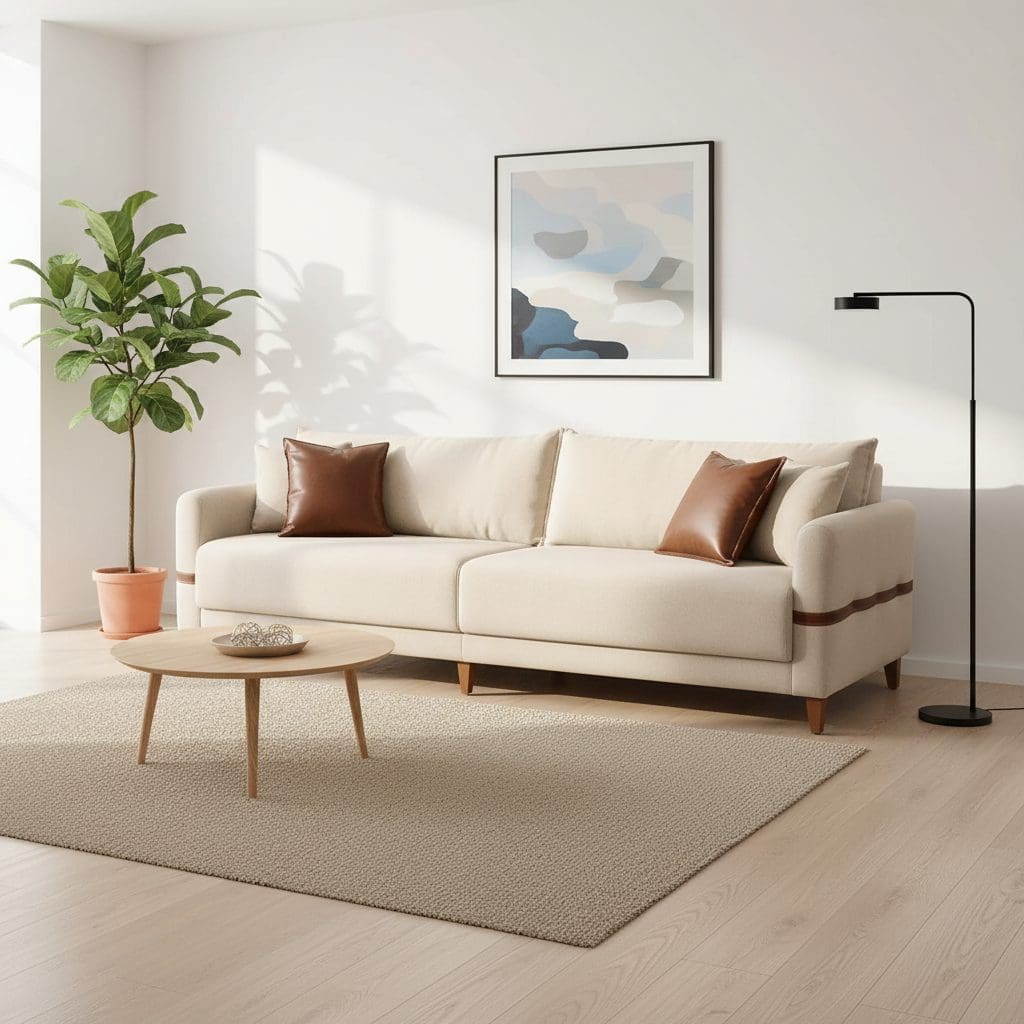 Sofá Living Abrantes 2.25m - Linho Bege