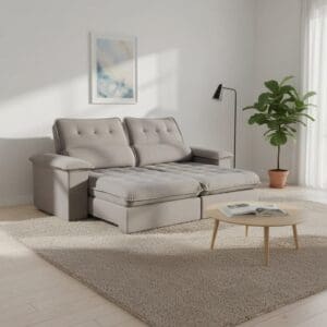 Sofá Retrátil e Reclinável Astro 2.50m - Molas Ensacadas - Espuma D33 com Pillow 0.14m - Linho Cinza Escuro