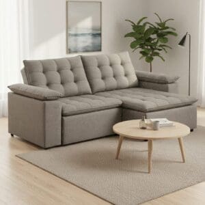 Sofá Retrátil e Reclinável Astreu - 2.00m - Linho Cinza