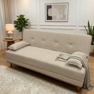 Sofá-Cama Madrid - 1.82m - Espuma D26 - Linho Bege Acinzentado