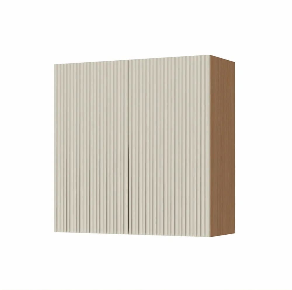 Armário de Cozinha Simone Mendes 0.80m - Carvalho/Greige, 100% MDF, Portas Ripadas e Slow Motion