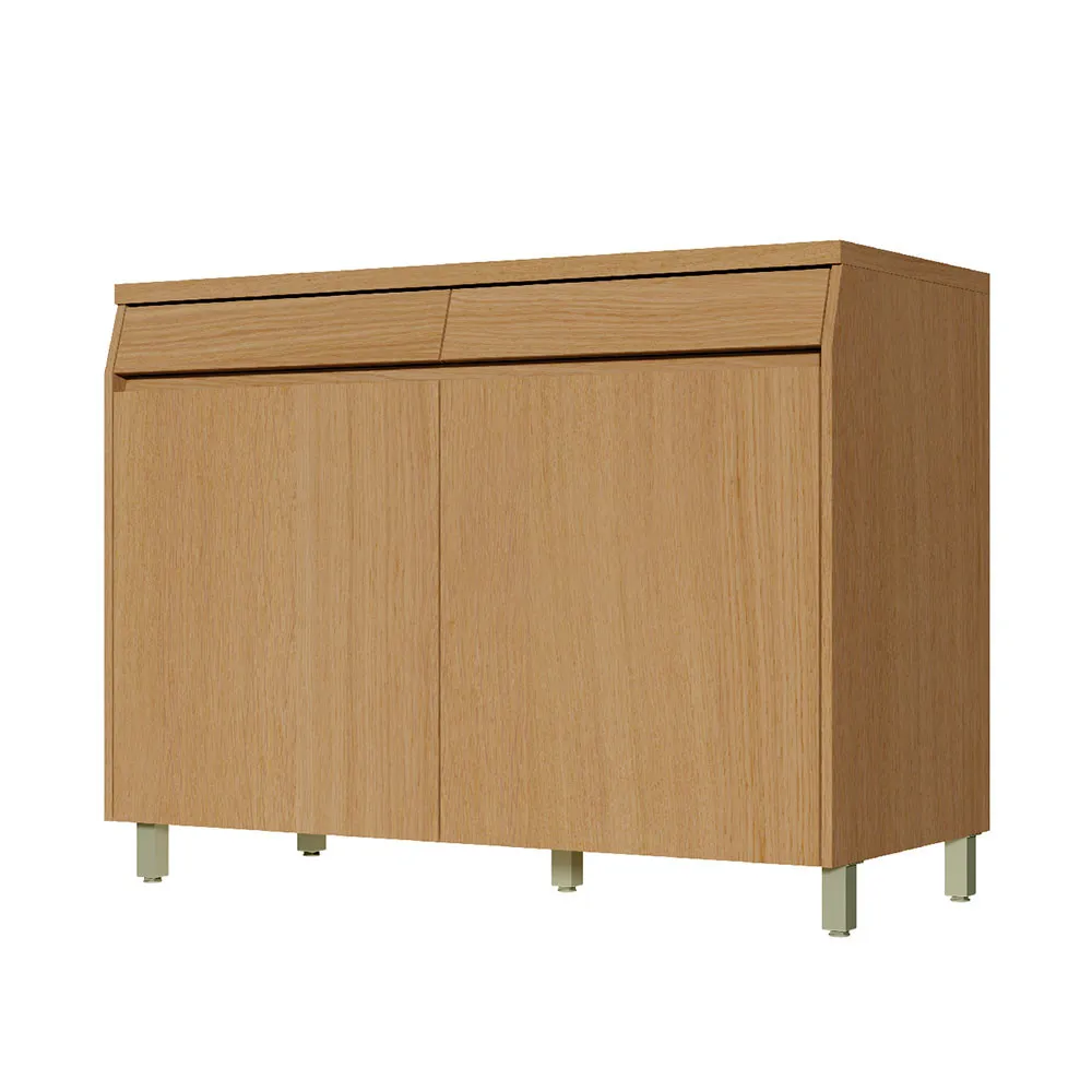 Balcão Simone Mendes 1.20m - Carvalho/Linheiro, 2 Portas, 2 Gavetas e Tampo 30 mm em 100% MDF