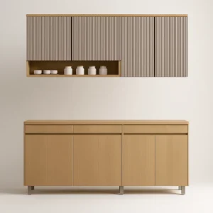 Conjunto de Cozinha Simone Mendes 4 Peças 2.00m - Carvalho/Greige