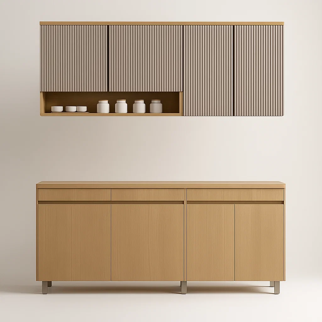 Conjunto de Cozinha Simone Mendes 4 Peças 2.00m - Carvalho/Greige