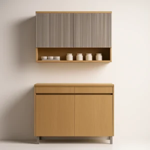 Conjunto de Cozinha Simone Mendes 2 Peças 1.20m - Carvalho/Greige