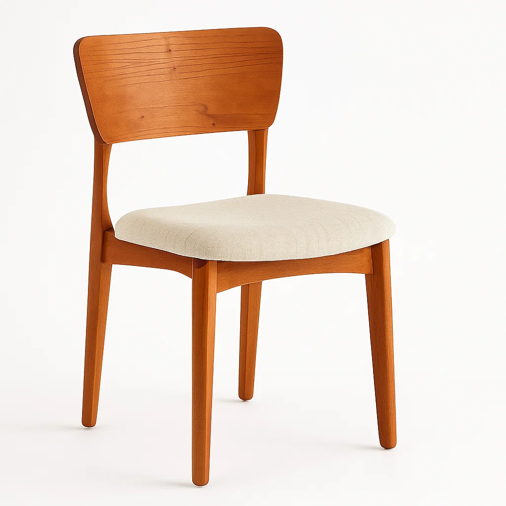 Kit 2 Cadeiras Lotus - Madeira Maciça com Assento em Linho Bege