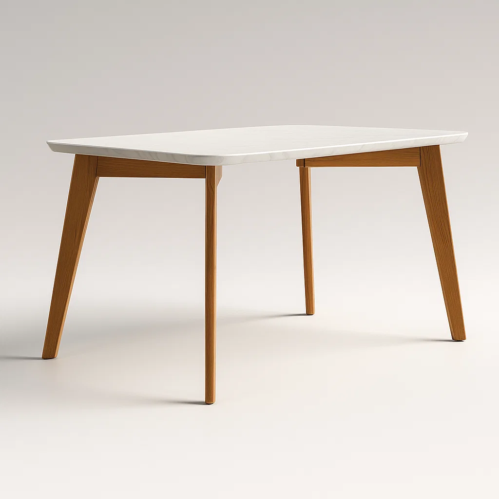 Mesa de Jantar Medelin 1.20m - Off White/Imbuia - MDF