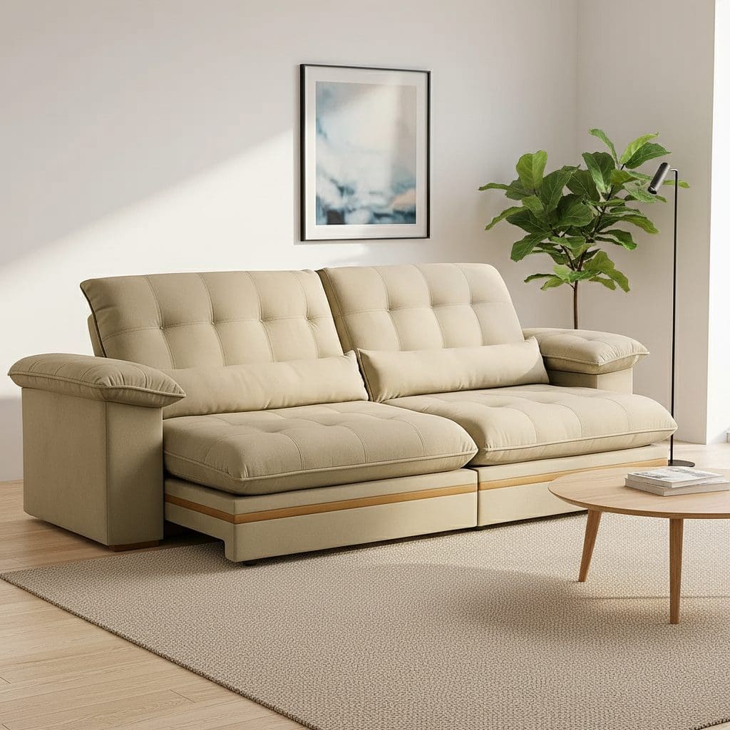 Sofá Retrátil e Reclinável 2.50m Porto - Marrom Acinzentado