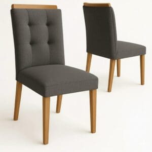 Kit 2 Cadeiras Porto - Estrutura em MDF - Linho Cinza