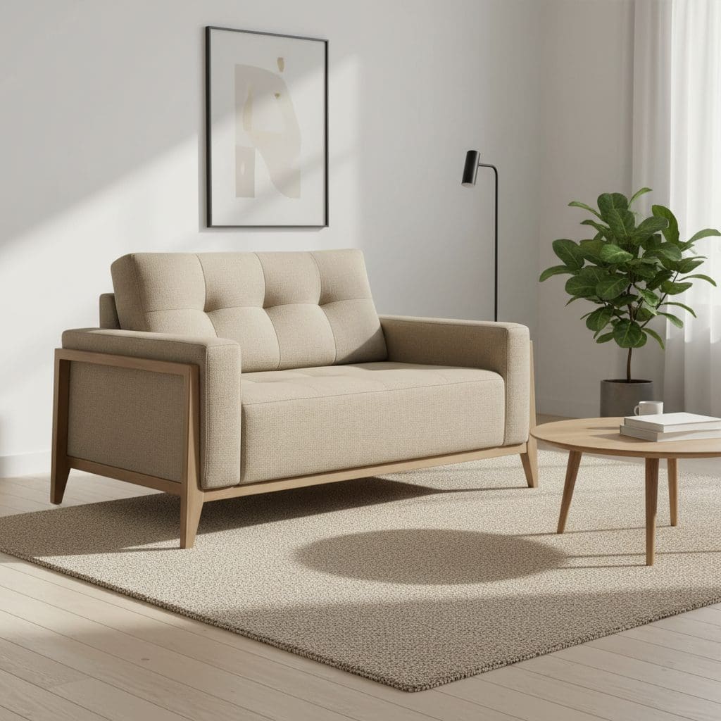 Sofá de 2 Lugares Vicenza 1.38m - Linho Bege, Espuma D33, Molas S e Almofadas Soltas