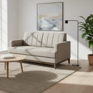 Sofá 2 Lugares Roma - Chenille Linho Cinza - 1.36m - Espuma D33 e Estrutura em Madeira Maciça