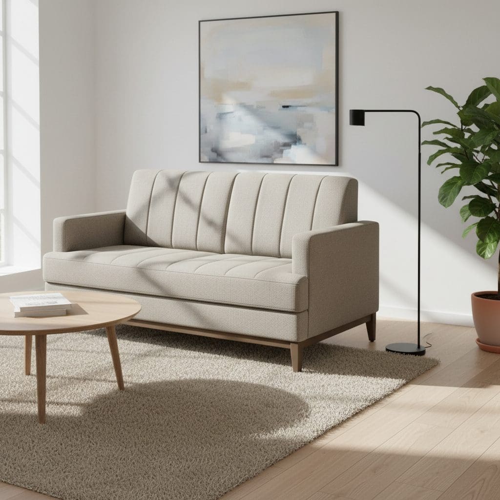 Sofá 2 Lugares Roma - Chenille Linho Cinza - 1.36m - Espuma D33 e Estrutura em Madeira Maciça