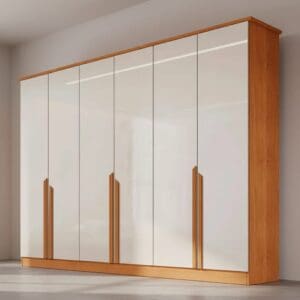 Guarda-Roupa Casal Bianca - 6 Portas - 6 Gavetas - 100% MDF - 2.30m - Nature/Off White