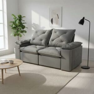 Sofá Retrátil e Reclinável Grécia - 2.00m - Espuma D26 - Cinza