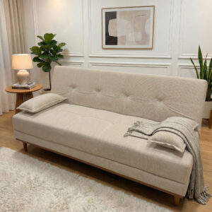 Sofá-Cama Madrid - 1.82m - Espuma D26 - Linho Bege Acinzentado