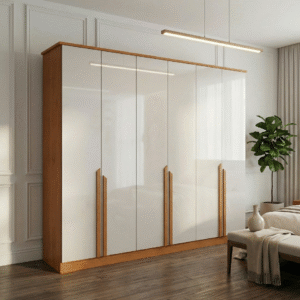 Guarda-Roupa Casal Bianca - 6 Portas - 6 Gavetas - 100% MDF - 2.30m - Nature/Off White