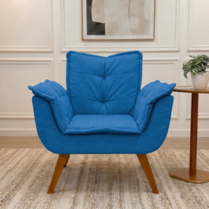 Poltrona Opala com Braçoes - Veludo Azul
