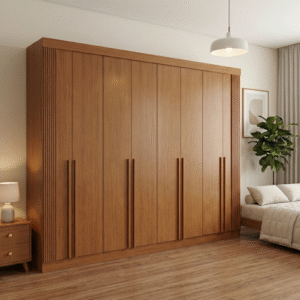 Guarda-Roupa Casal 8 Portas Boston - 8 Gavetas - 100% MDF - 2.75m - Ripado - Sapateira - Cinamomo