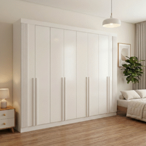 Guarda-Roupa Casal 8 Portas Boston - 8 Gavetas - 100% MDF - 2.75m - Ripado - Sapateira - Branco