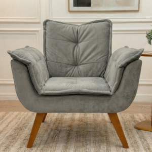 Poltrona com Braços Opala - Veludo Jolie Grafite