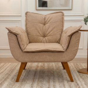 Poltrona com braços Opala - Linho Genebra Areia