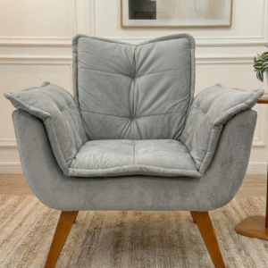 Poltrona com Braços Opala - Veludo Jolie Prata