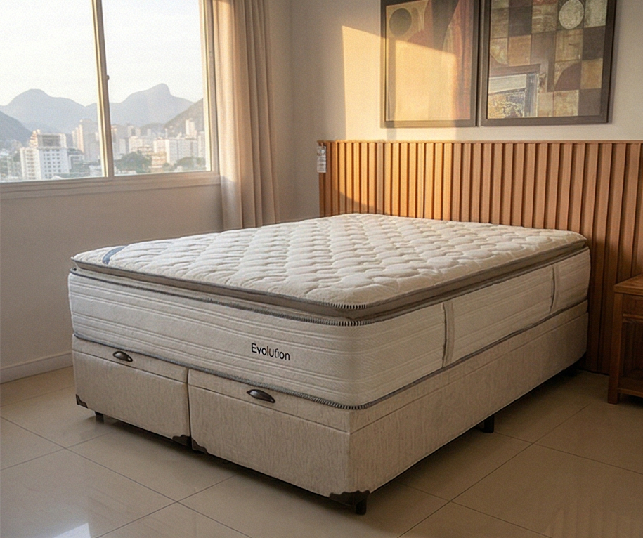 Colchão Casal Evolution - Molas Ensacadas - Super Pillow Top Flex - Conforto Premium e Sustentação Personalizada